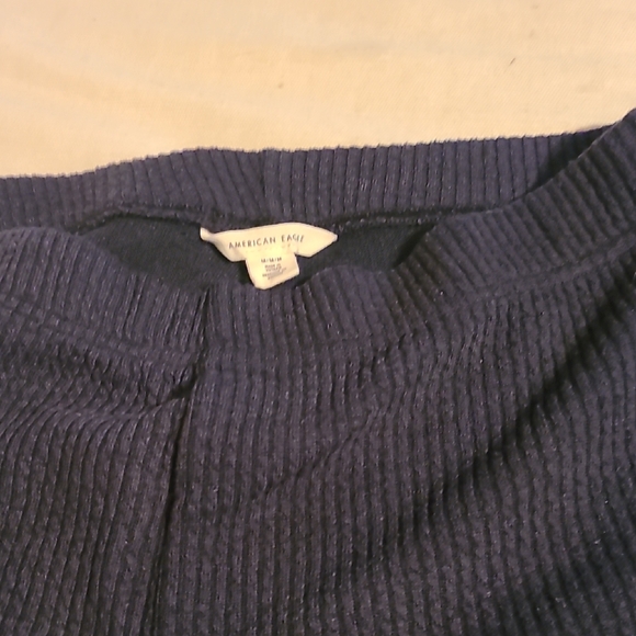 Navy Blue Ribbed Pants - Picture 3 of 4